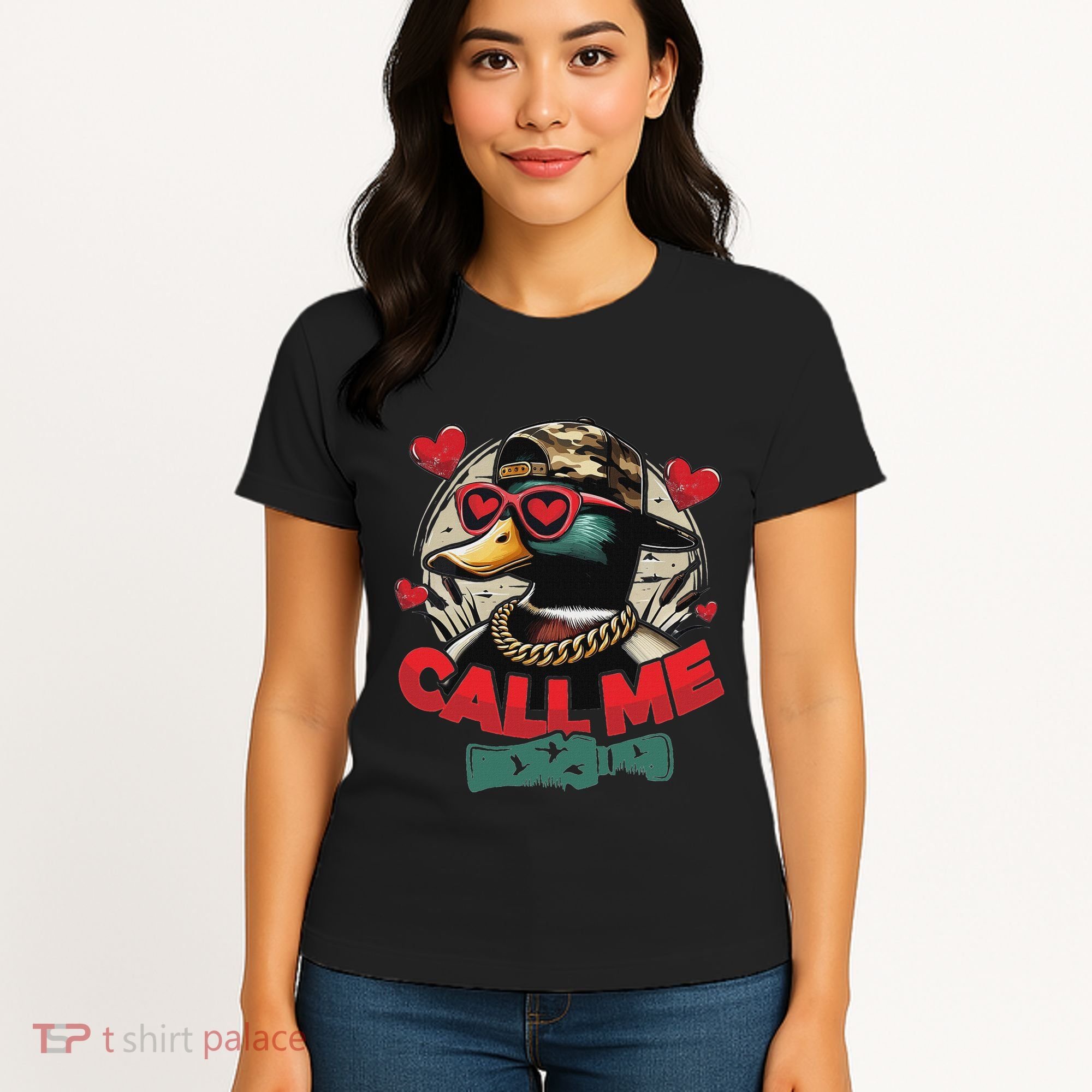 Call Me Duck Hunting Retro ValentineS Day Women's T-Shirt