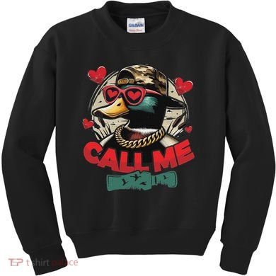 Call Me Duck Hunting Retro ValentineS Day Kids Sweatshirt