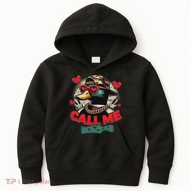 Call Me Duck Hunting Retro ValentineS Day Kids Hoodie