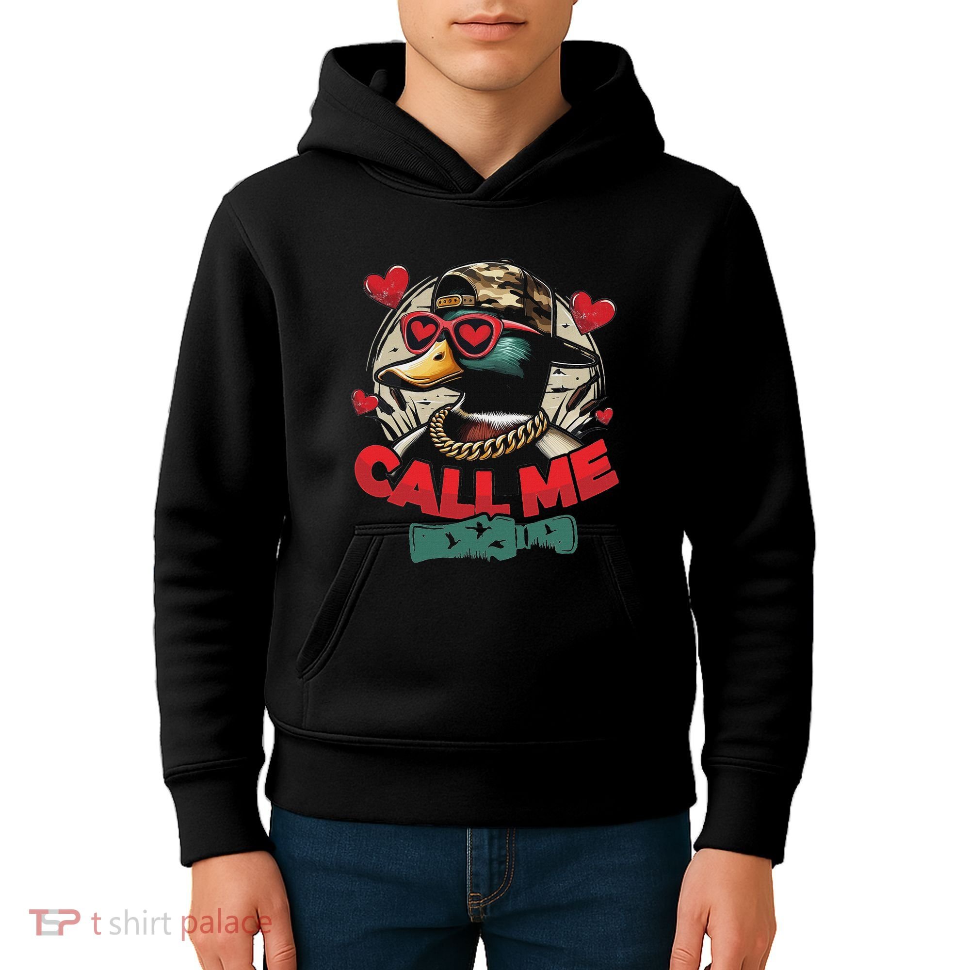 Call Me Duck Hunting Retro ValentineS Day Kids Hoodie