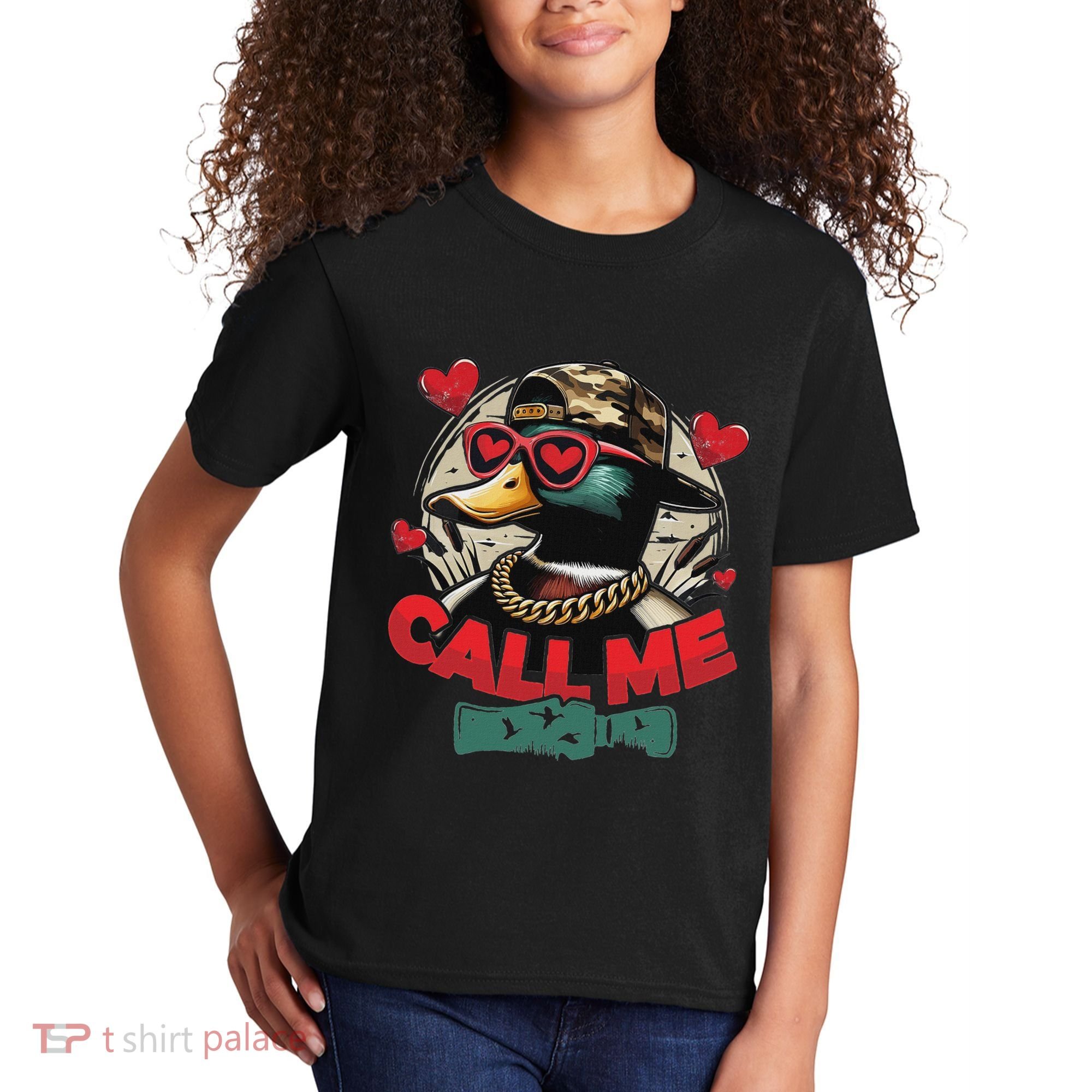 Call Me Duck Hunting Retro ValentineS Day Kids T-Shirt