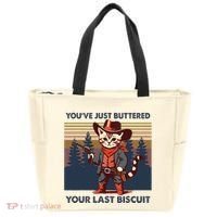 Cat Mom Dad YouVe Just Buttered Your Last Biscuit Cowboy Tote Bag thumb 0