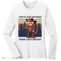 Cat Mom Dad YouVe Just Buttered Your Last Biscuit Cowboy Women's Long Sleeve Shirt thumb 0