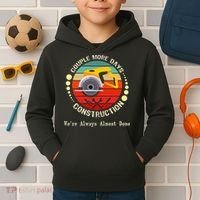 Couple More Days Construction We’re Always Almost Done Retro Kids Hoodie thumb 2