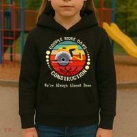 Couple More Days Construction We’re Always Almost Done Retro Kids Hoodie thumb 3