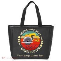 Couple More Days Construction We’re Always Almost Done Retro Tote Bag thumb 0