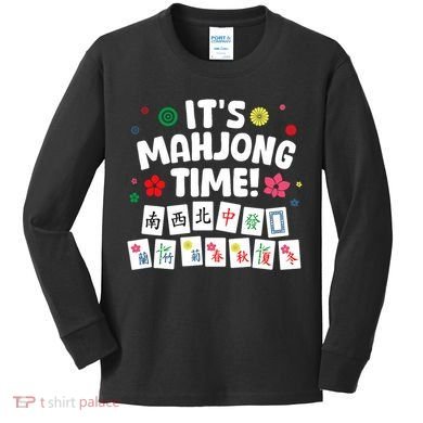 Cute Mahjong Design For Tile Game Mahjong Player Kids Long Sleeve Shirt
