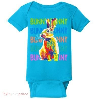 Cute Multicolor Easter Bunny Rabbit Baby Bodysuit