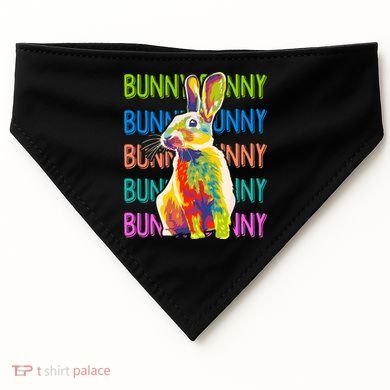 Cute Multicolor Easter Bunny Rabbit USA-Made Doggie Bandana