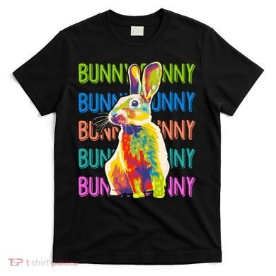 Cute Multicolor Easter Bunny Rabbit T-Shirt