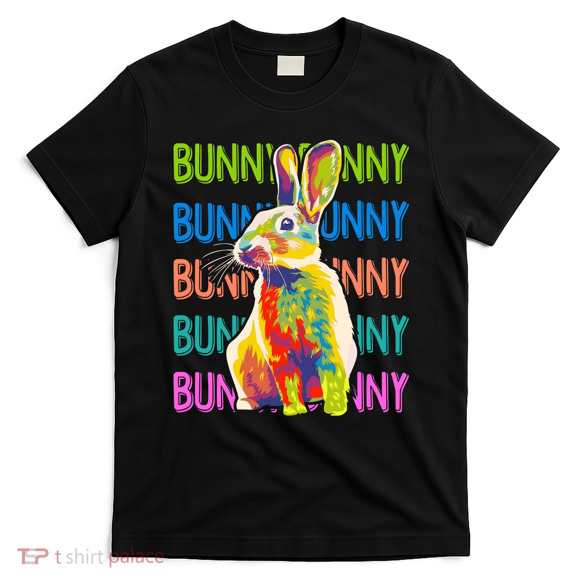 Cute Multicolor Easter Bunny Rabbit T-Shirt