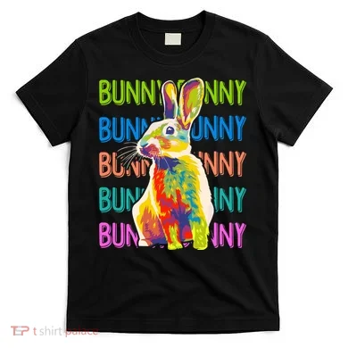 Cute Multicolor Easter Bunny Rabbit T-Shirt