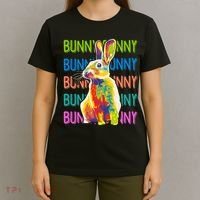 Cute Multicolor Easter Bunny Rabbit T-Shirt thumb 4