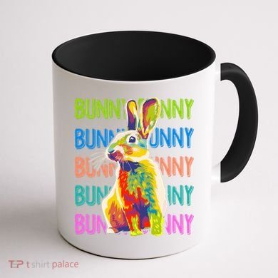 Cute Multicolor Easter Bunny Rabbit Coffee Mug back