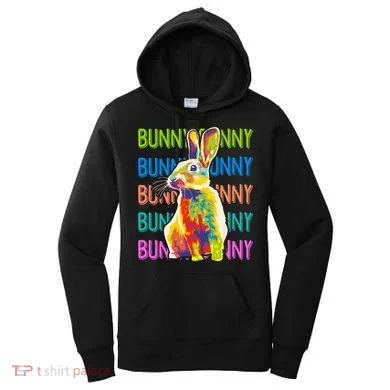 Cute Multicolor Easter Bunny Rabbit Women's Hoodie
