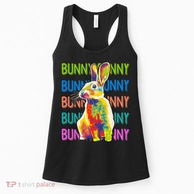 Cute Multicolor Easter Bunny Rabbit Women's Tank Top