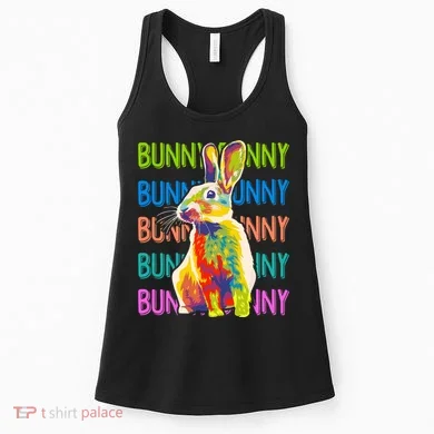 Cute Multicolor Easter Bunny Rabbit Women's Tank Top