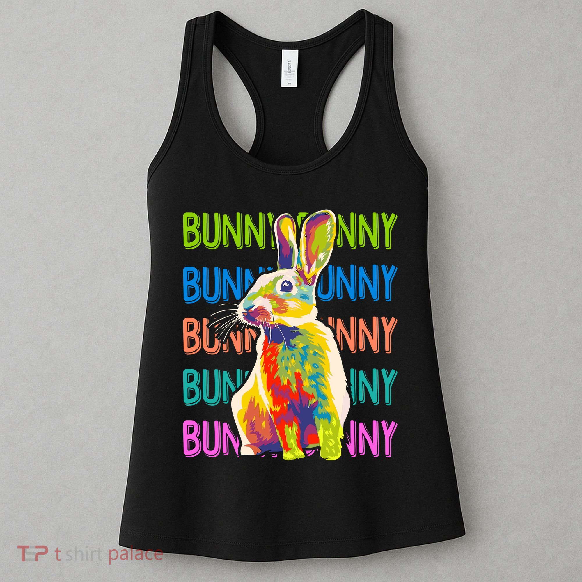 Cute Multicolor Easter Bunny Rabbit Women's Tank Top