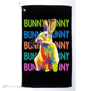 Cute Multicolor Easter Bunny Rabbit Golf Towel