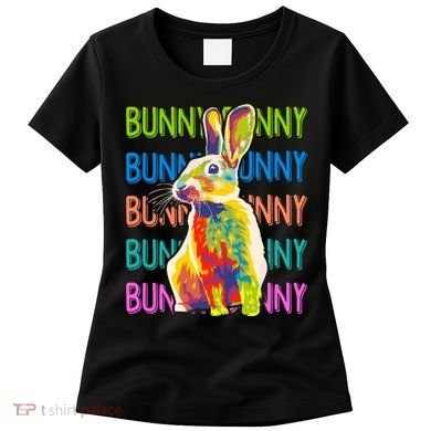 Cute Multicolor Easter Bunny Rabbit Women's T-Shirt