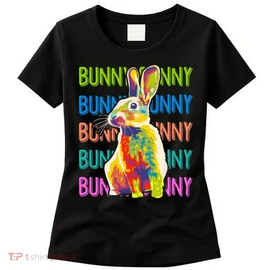 Cute Multicolor Easter Bunny Rabbit Women's T-Shirt