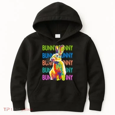 Cute Multicolor Easter Bunny Rabbit Kids Hoodie