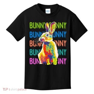 Cute Multicolor Easter Bunny Rabbit Kids T-Shirt