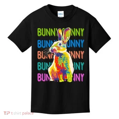 Cute Multicolor Easter Bunny Rabbit Kids T-Shirt