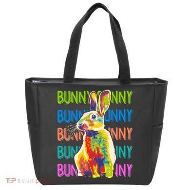 Cute Multicolor Easter Bunny Rabbit Tote Bag
