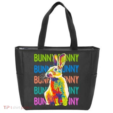 Cute Multicolor Easter Bunny Rabbit Tote Bag