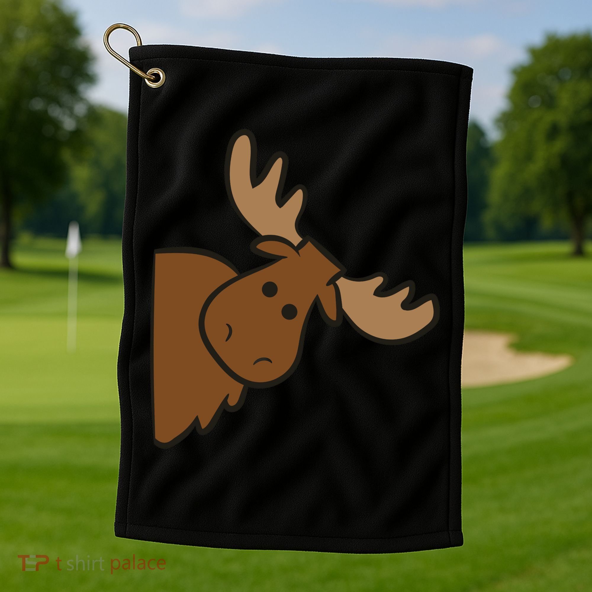 Cute Moose Elk Deer Funny Alaska Moose Golf Towel
