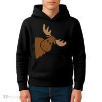 Cute Moose Elk Deer Funny Alaska Moose Kids Hoodie thumb 4