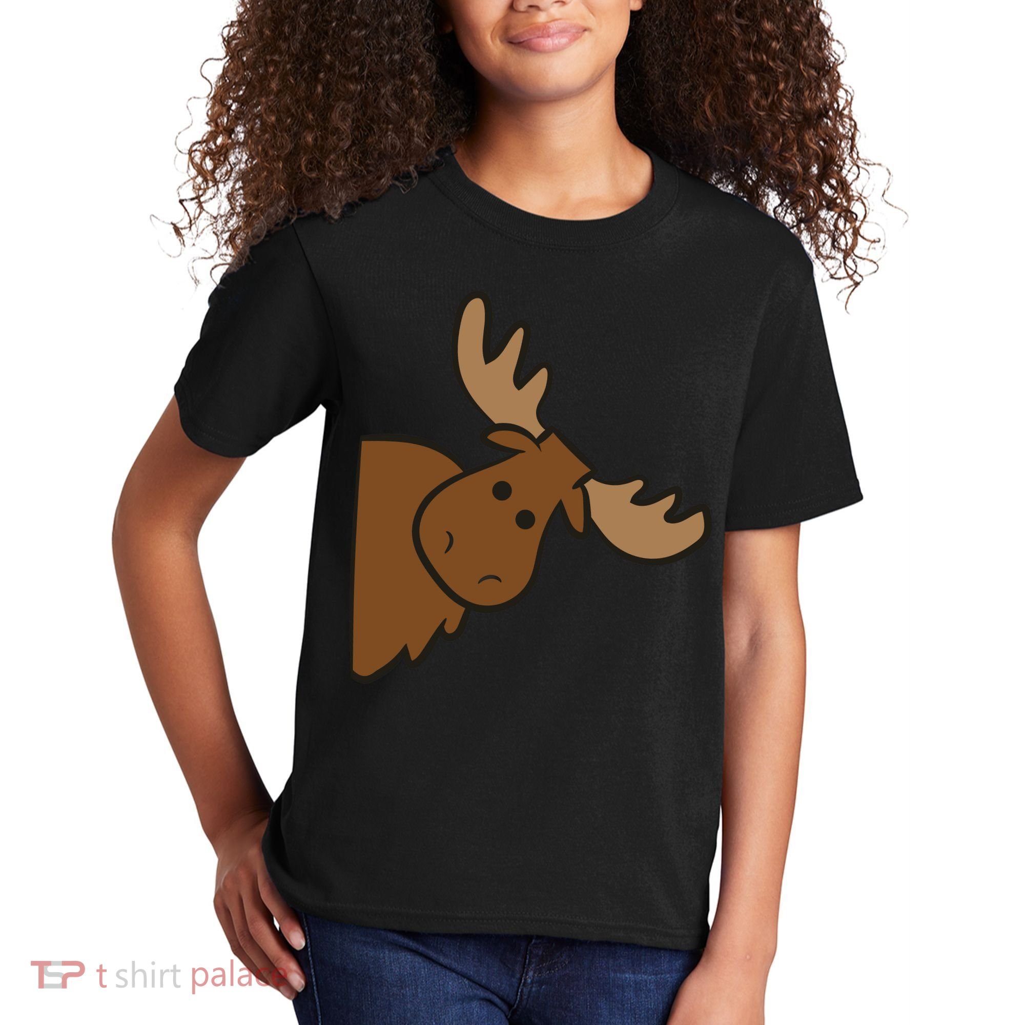 Cute Moose Elk Deer Funny Alaska Moose Kids T-Shirt