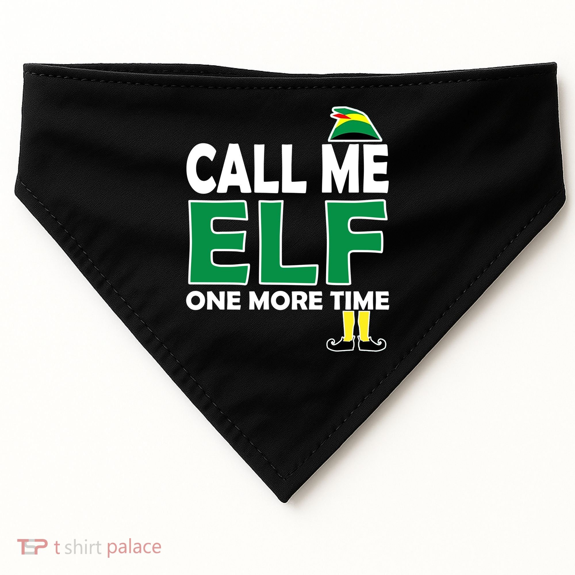 Call Me Elf One More Time Funny Bad Elf Christmas Great Gift USA-Made Doggie Bandana