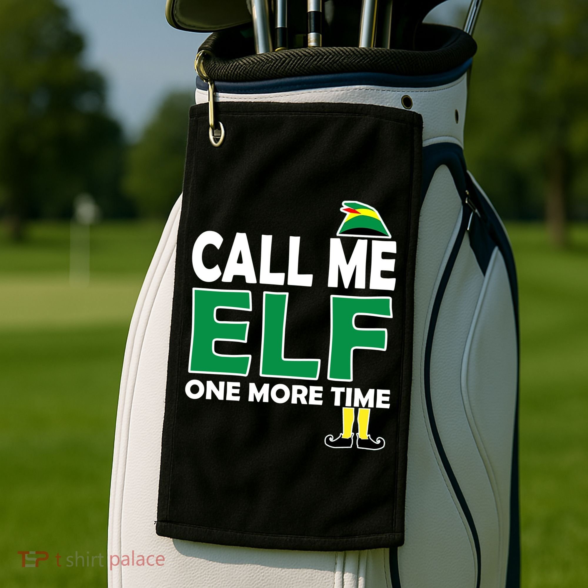 Call Me Elf One More Time Funny Bad Elf Christmas Great Gift Golf Towel