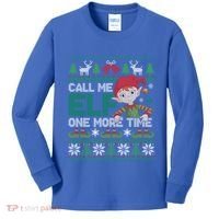 Call Me Elf One More Time Funny Bad Elf Christmas Ugly Xmas Meaningful Gift Kids Long Sleeve Shirt thumb 0