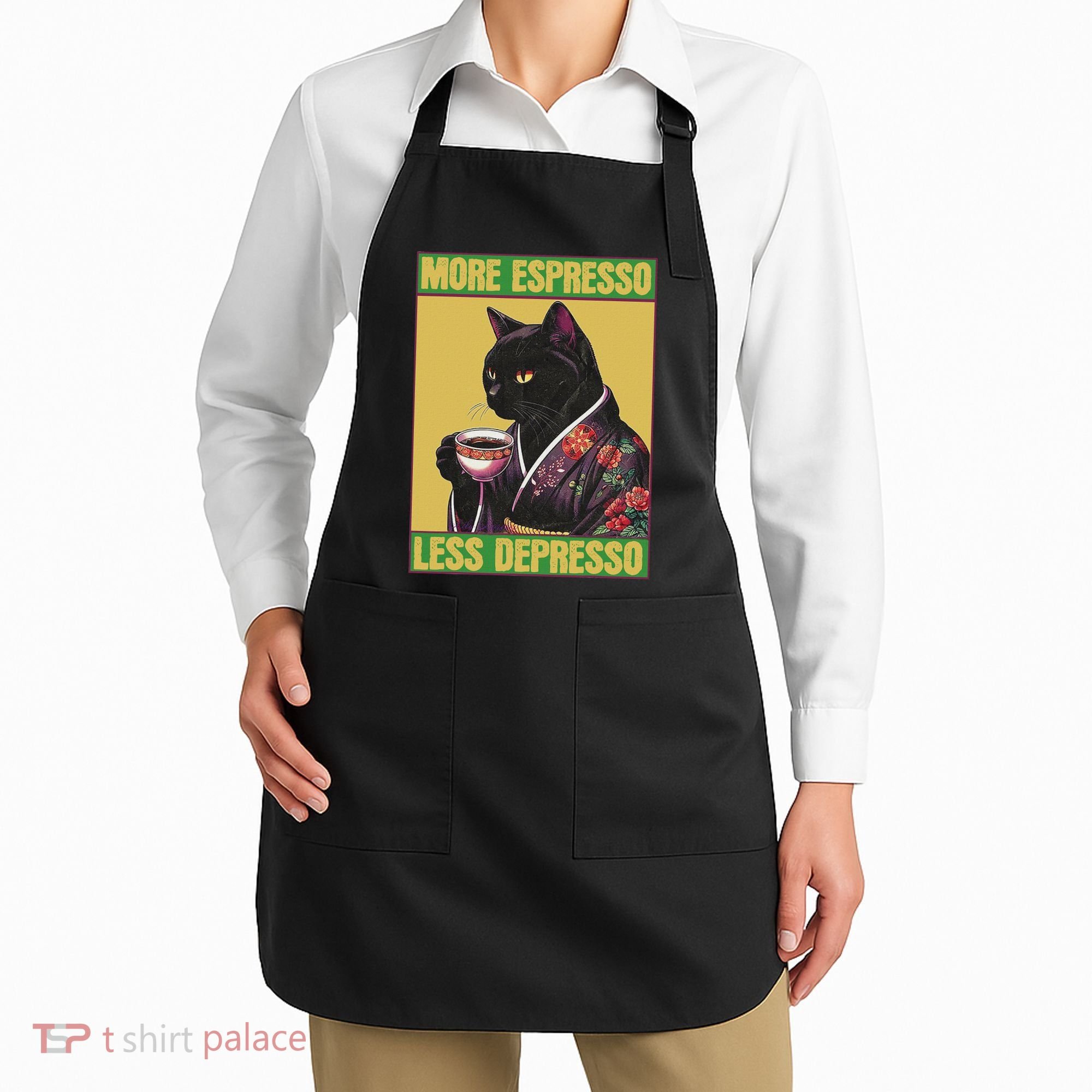 Cat More Espresso Less Depresso Apron