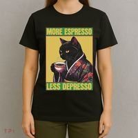 Cat More Espresso Less Depresso T-Shirt thumb 4