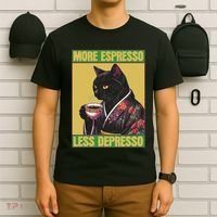 Cat More Espresso Less Depresso T-Shirt thumb 6