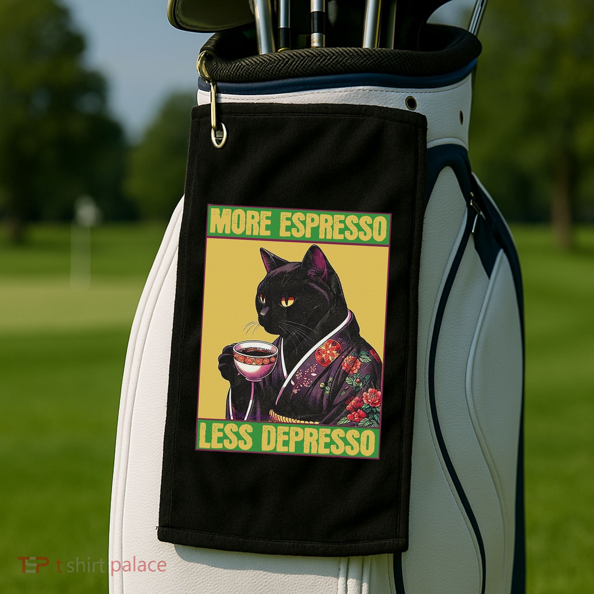 Cat More Espresso Less Depresso Golf Towel