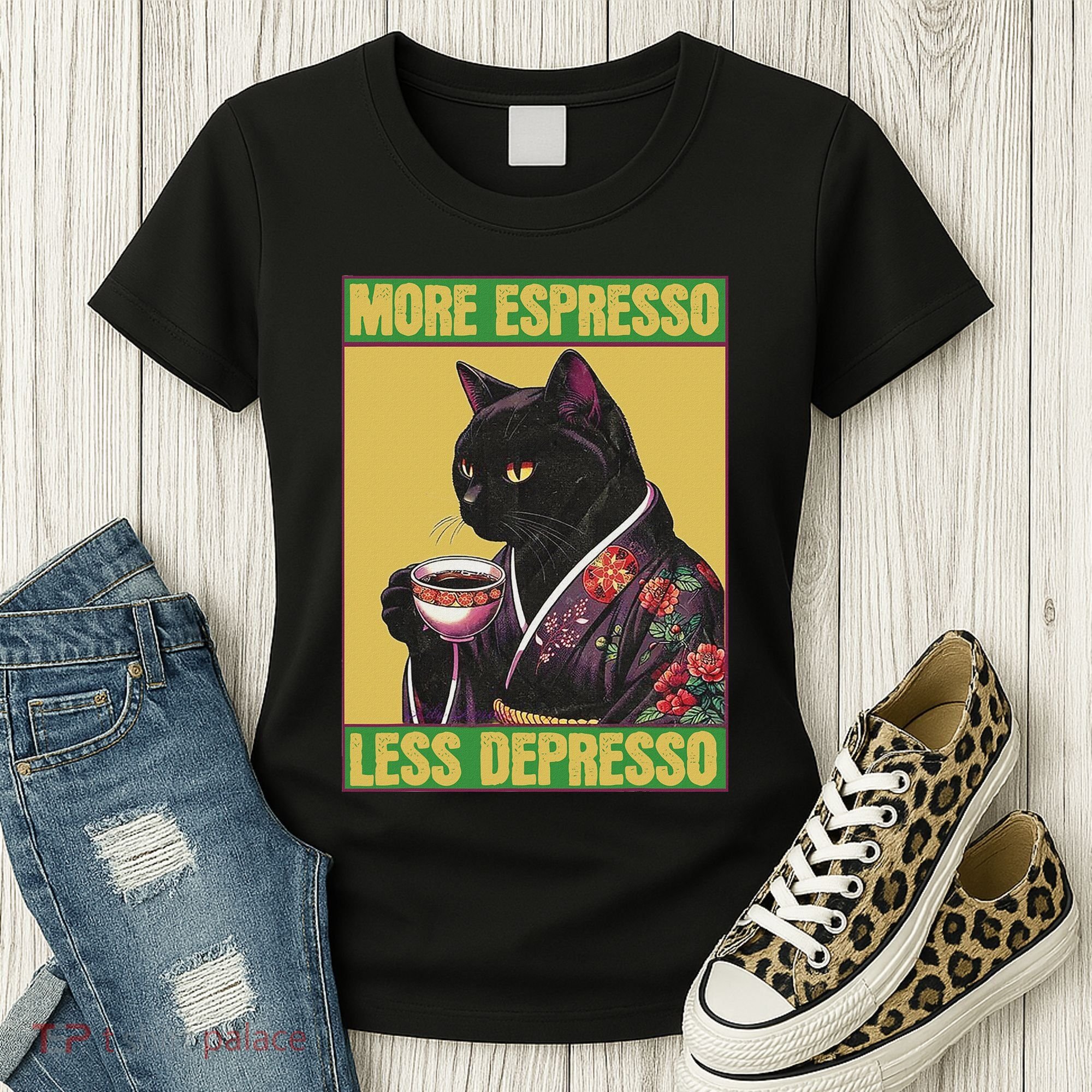Cat More Espresso Less Depresso Women's T-Shirt