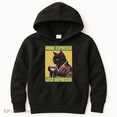 Cat More Espresso Less Depresso Kids Hoodie