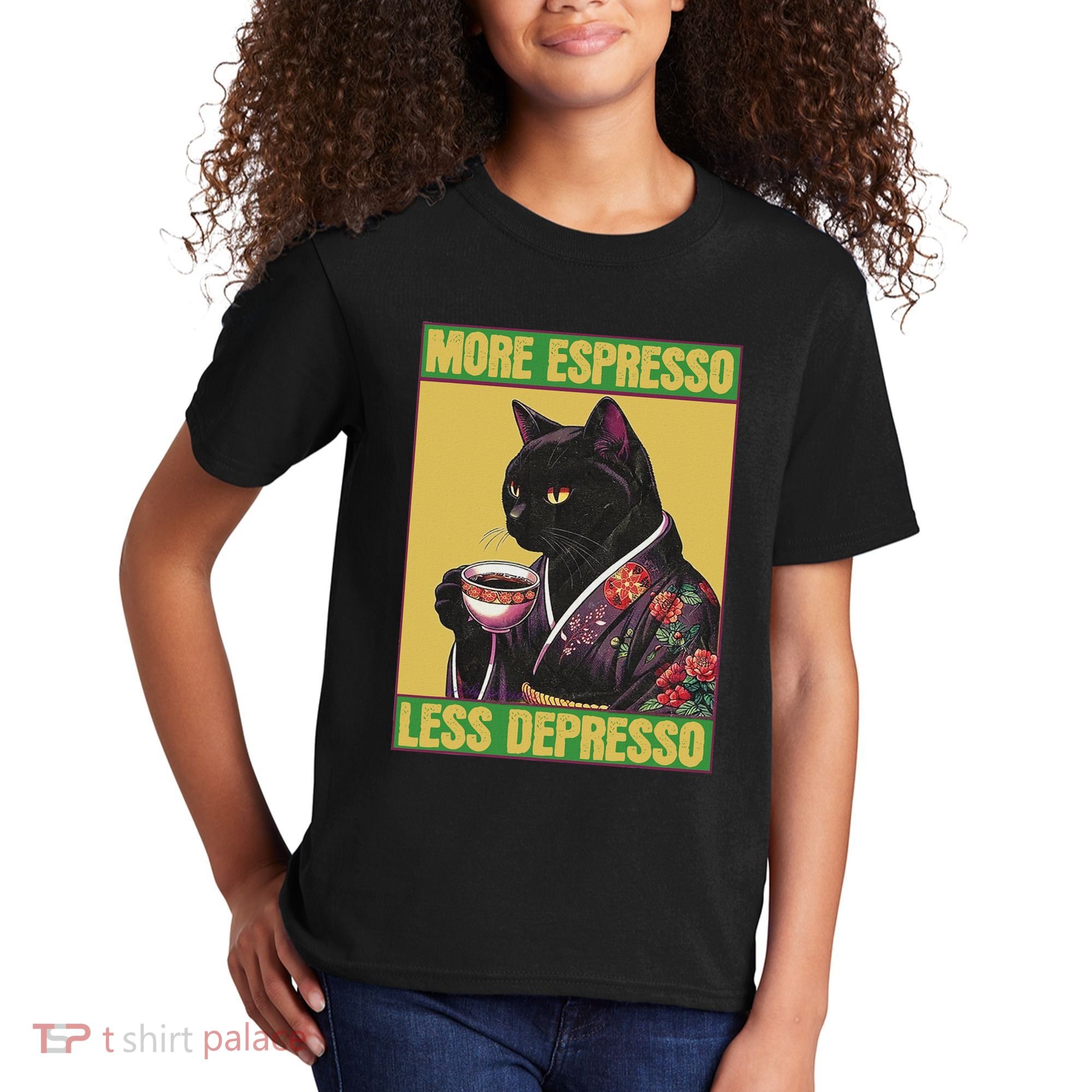 Cat More Espresso Less Depresso Kids T-Shirt