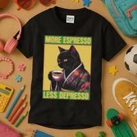 Cat More Espresso Less Depresso Kids T-Shirt thumb 3