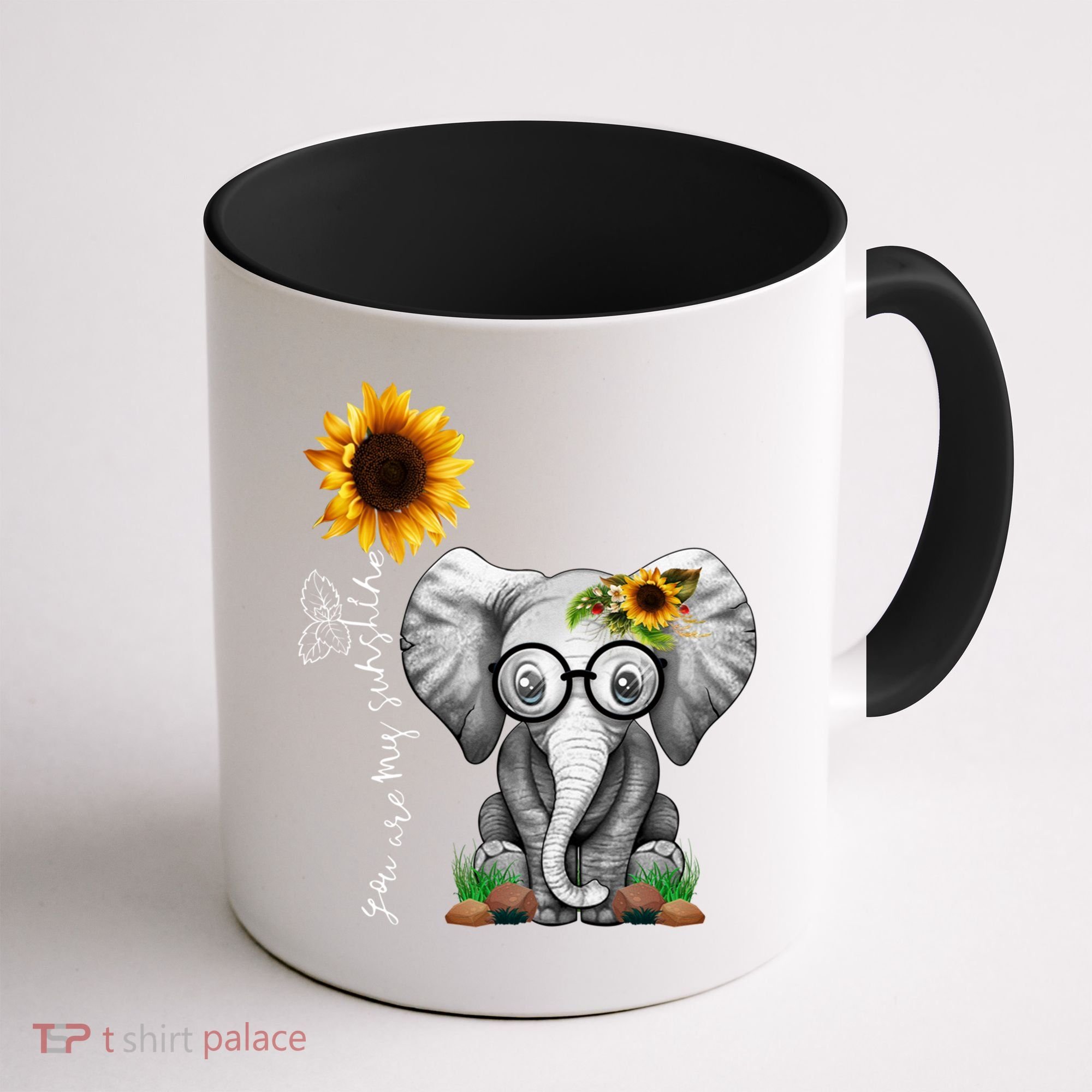 Cute Mama Elephant With Sunflower Gift You Are My Sunshine Gift Coffee Mug