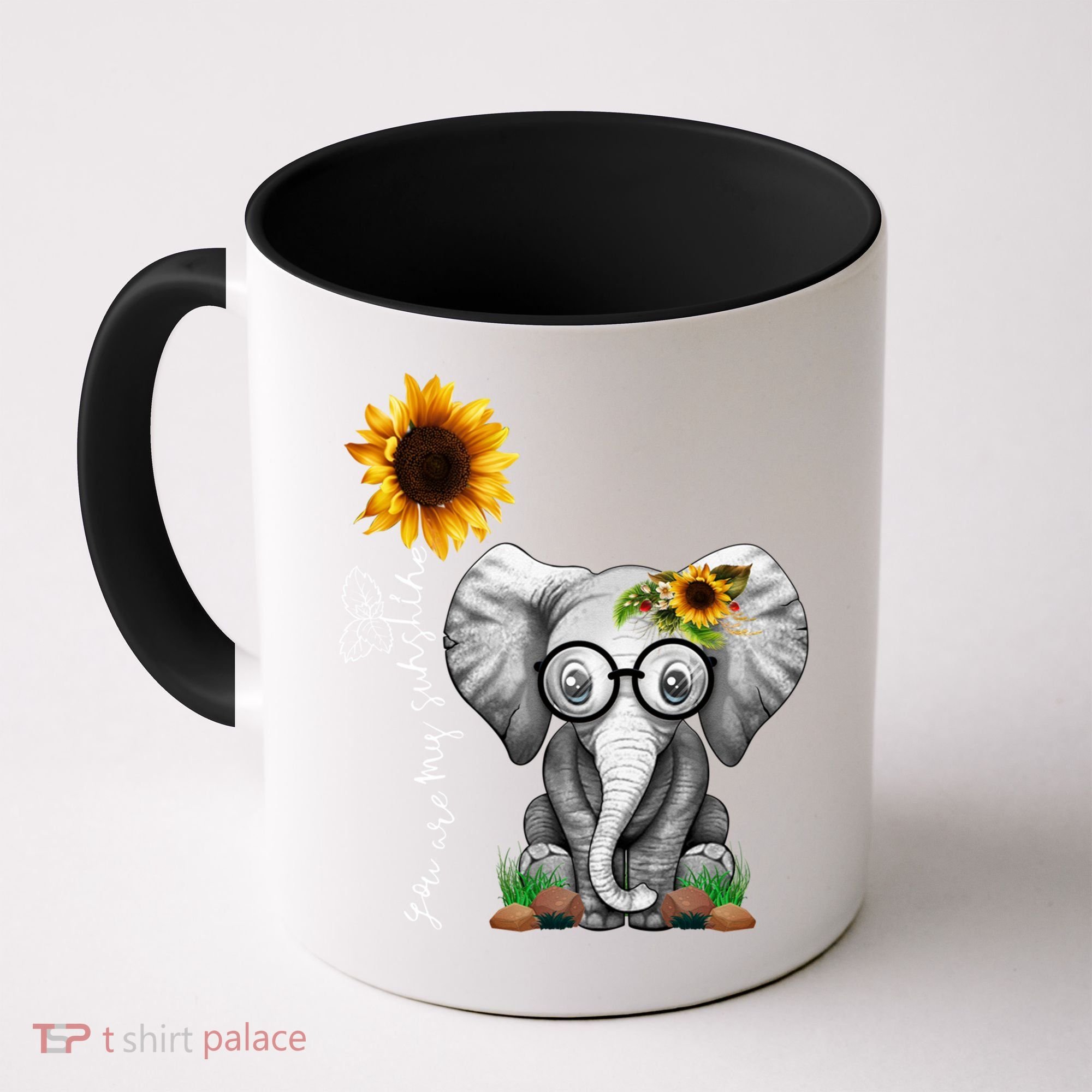 Cute Mama Elephant With Sunflower Gift You Are My Sunshine Gift Coffee Mug