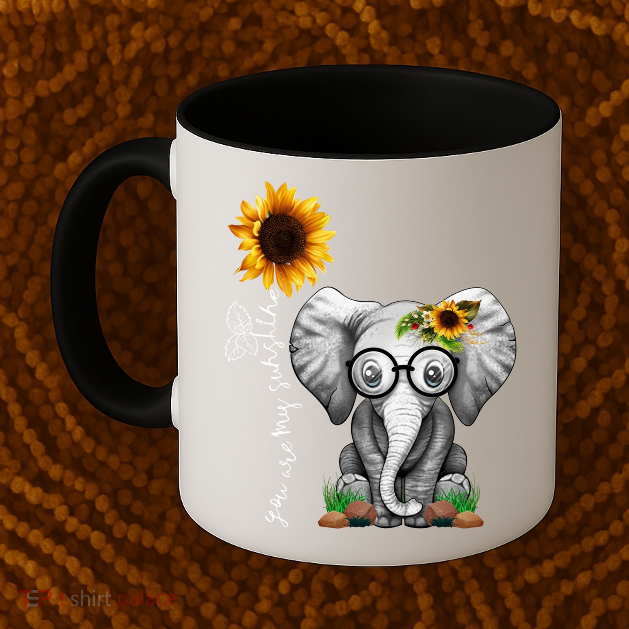 Cute Mama Elephant With Sunflower Gift You Are My Sunshine Gift Coffee Mug