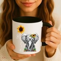 Cute Mama Elephant With Sunflower Gift You Are My Sunshine Gift Coffee Mug thumb 3
