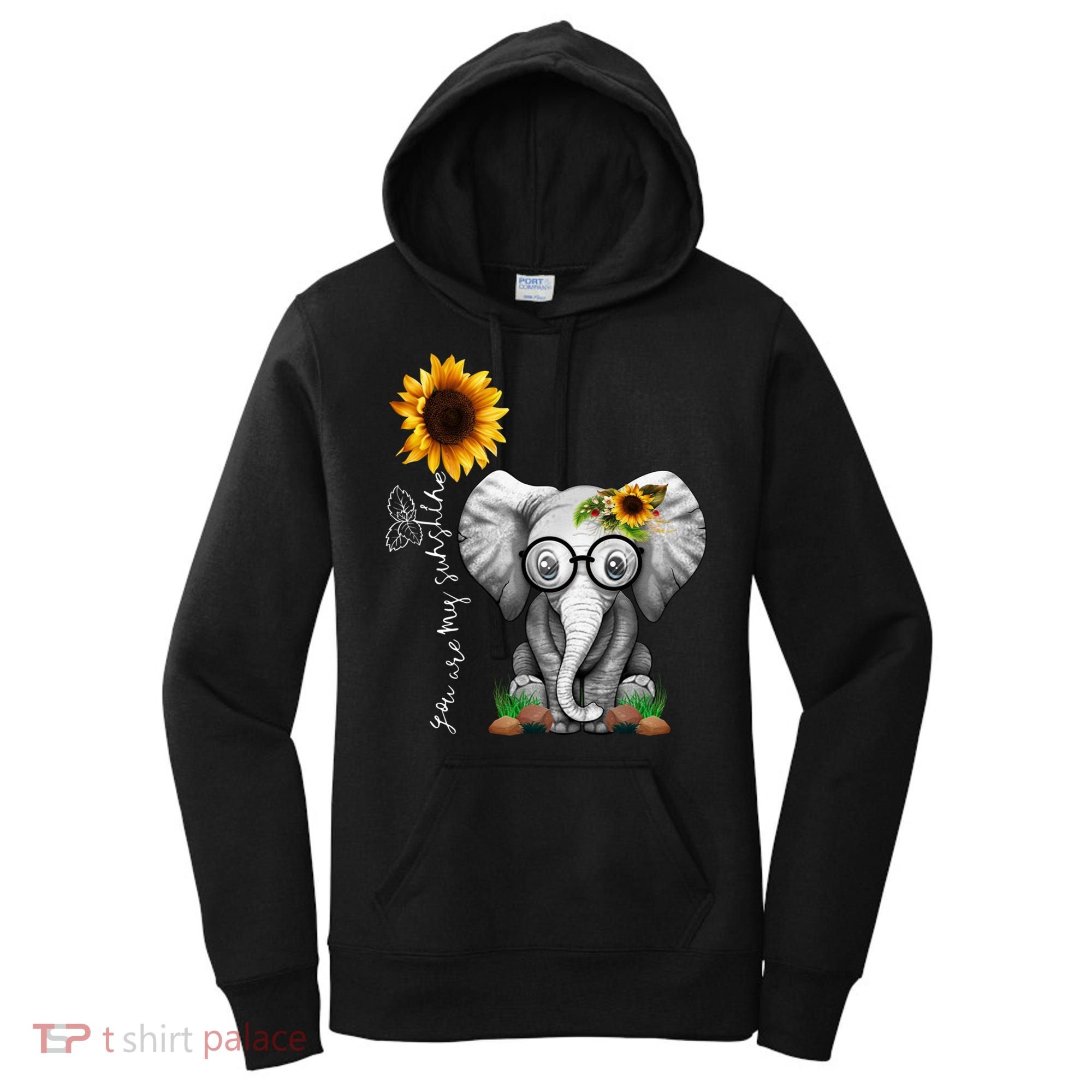 Cute Mama Elephant With Sunflower Gift You Are My Sunshine Gift Women's Hoodie