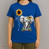 Cute Mama Elephant With Sunflower Gift You Are My Sunshine Gift T-Shirt thumb 4